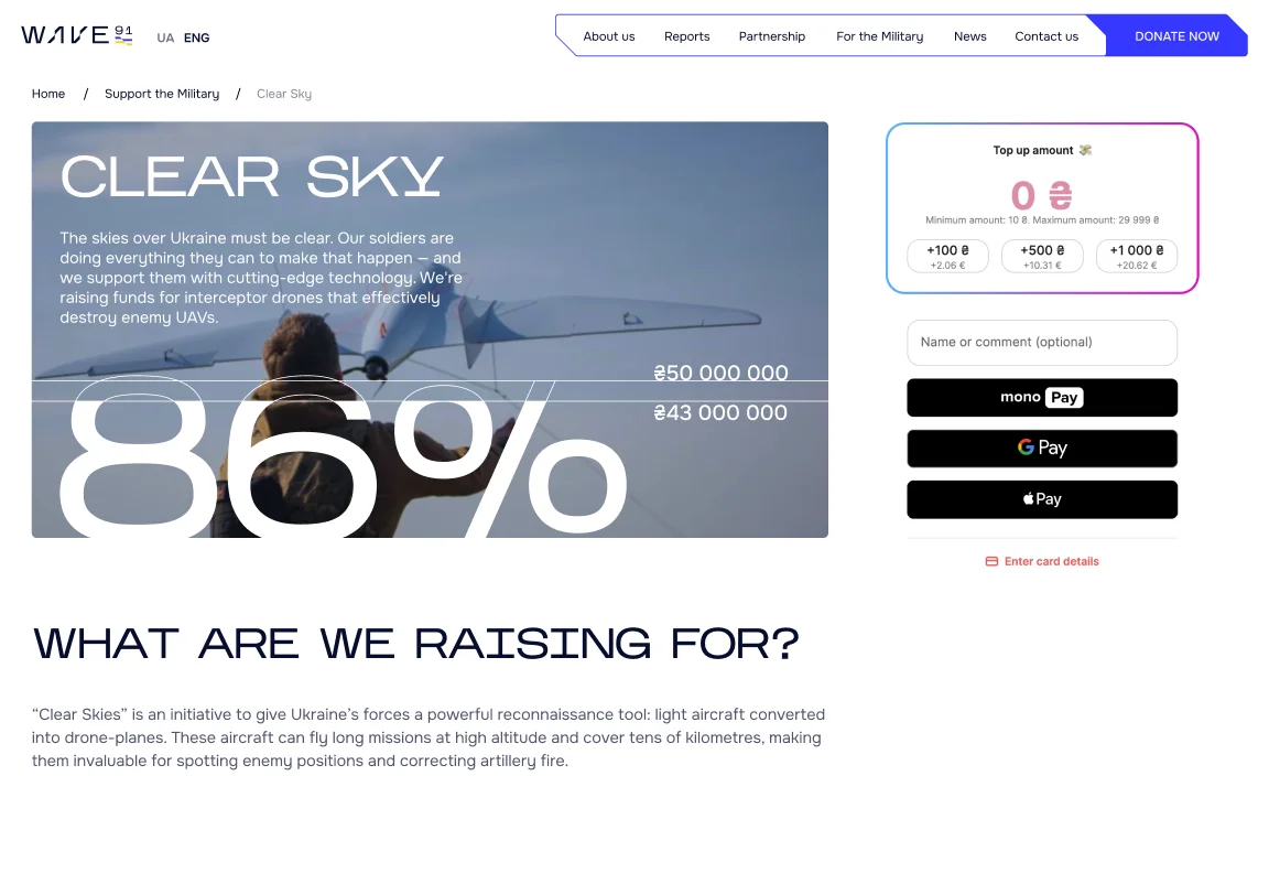 One-click donation — after user testing