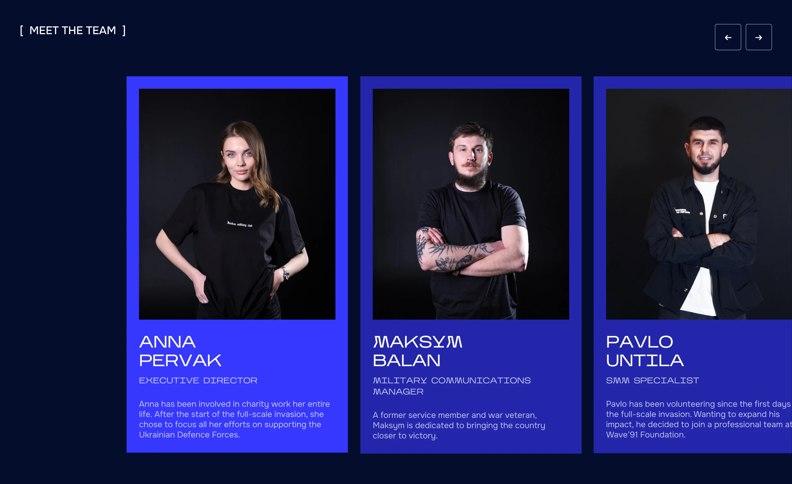 Meet the team — carousel slide